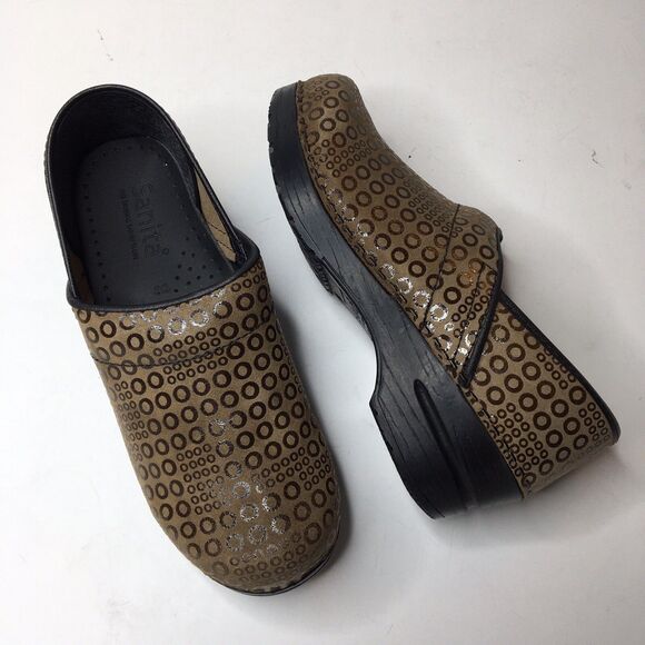 SANITA Original Split With Art COGNAC LEATHER CLOGS WOMEN Size 5 NIB - Picture 1 of 10